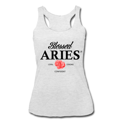Blessed Aries Women’s Racerback Tank Top heather white - Loyalty Vibes