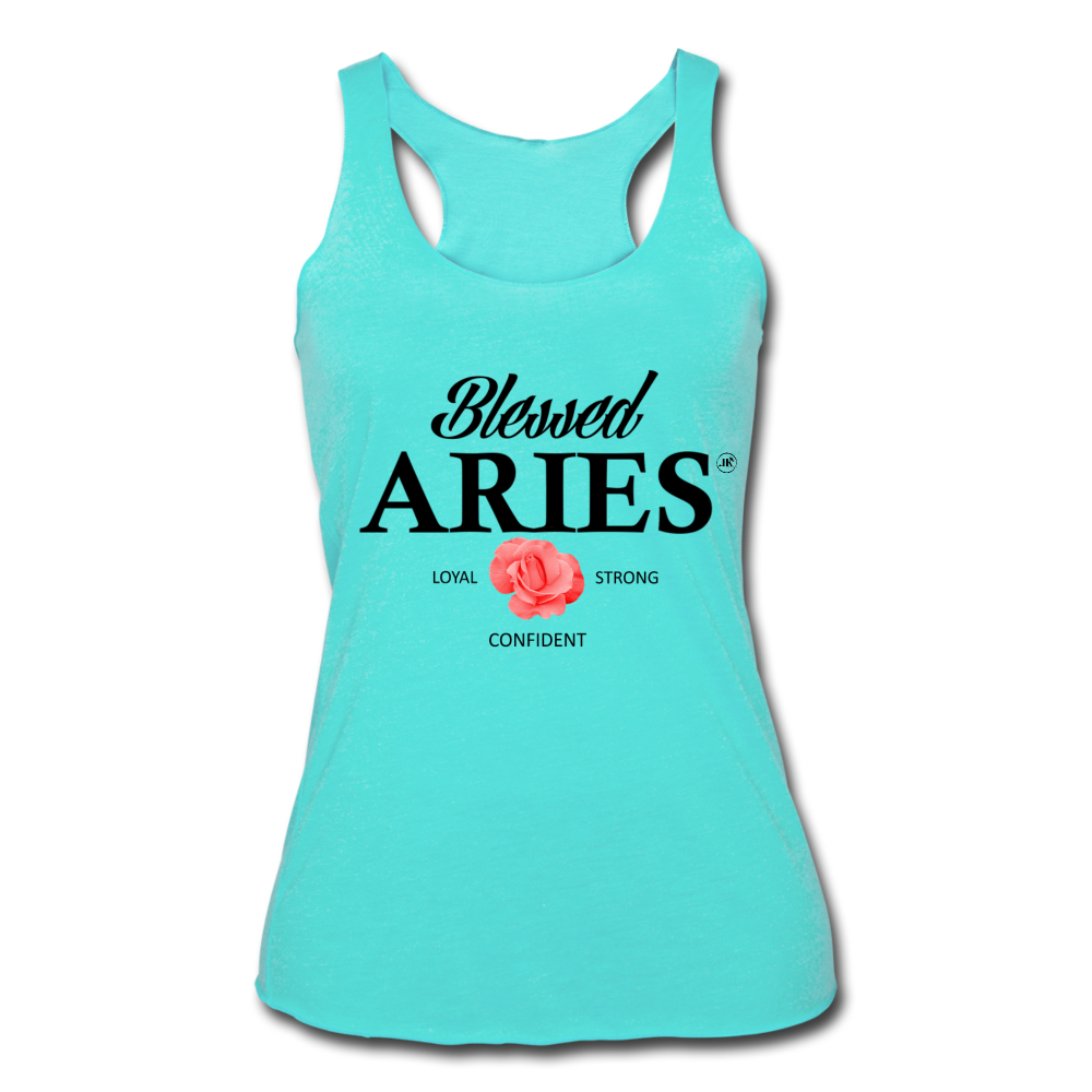 Blessed Aries Women’s Racerback Tank Top turquoise - Loyalty Vibes