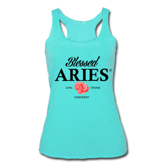 Blessed Aries Women’s Racerback Tank Top turquoise - Loyalty Vibes