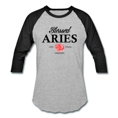 Blessed Aries Unisex Baseball T-Shirt heather gray/black - Loyalty Vibes