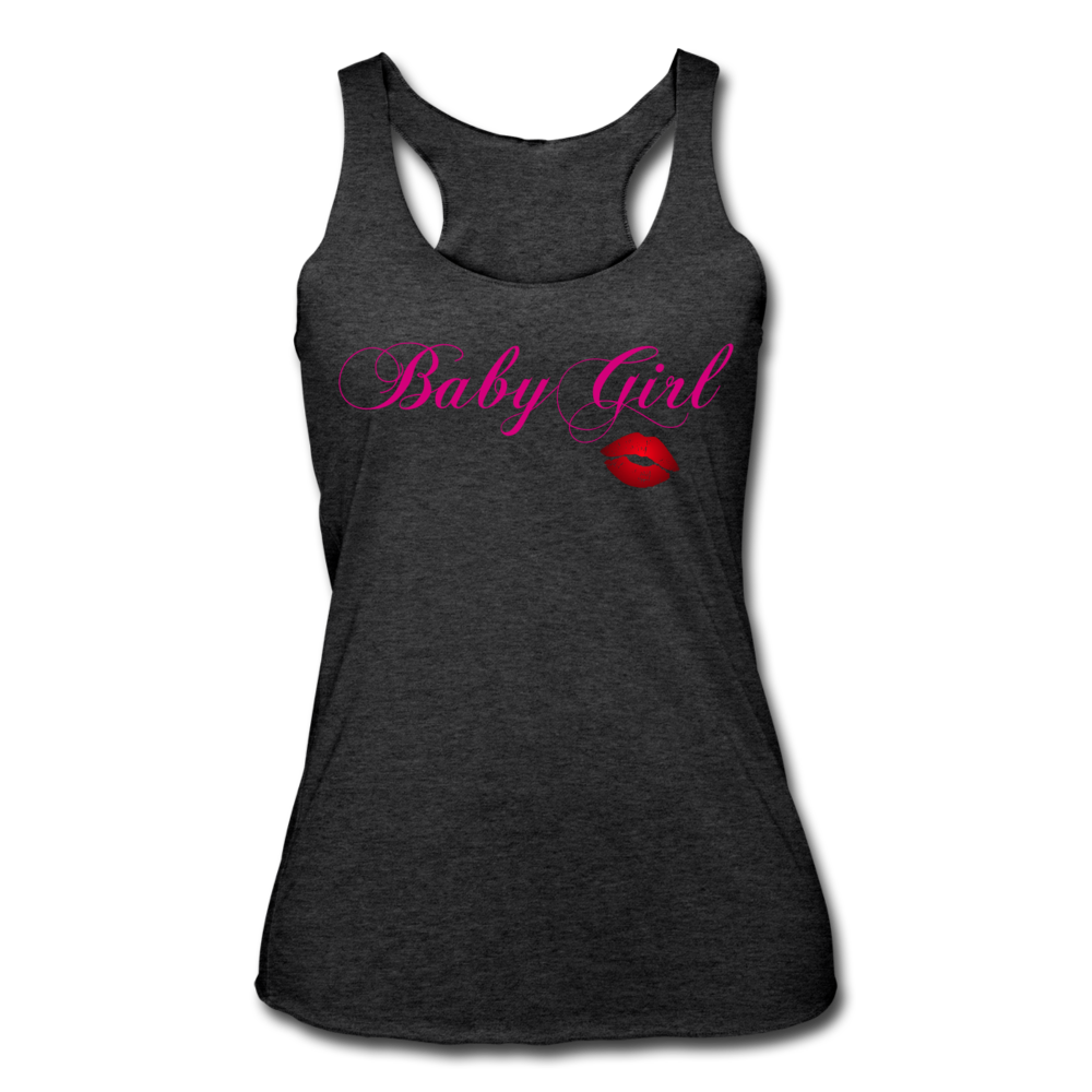 Women's BabyGirl Racerback Tank Top heather black - Loyalty Vibes