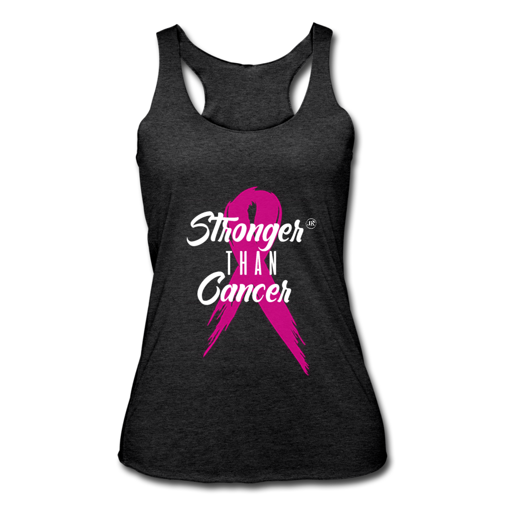 Stronger Than Cancer Women's Athletic Tank Top heather black White - Loyalty Vibes