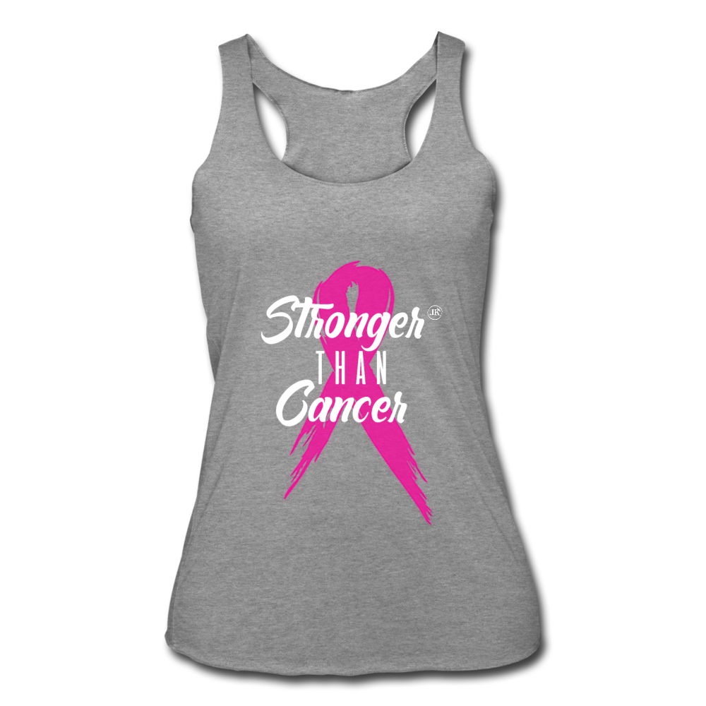 Stronger Than Cancer Women's Athletic Tank Top heather gray White - Loyalty Vibes