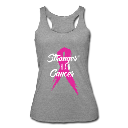 Stronger Than Cancer Women's Athletic Tank Top heather gray White - Loyalty Vibes