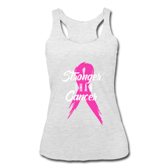 Stronger Than Cancer Women's Athletic Tank Top heather white White - Loyalty Vibes