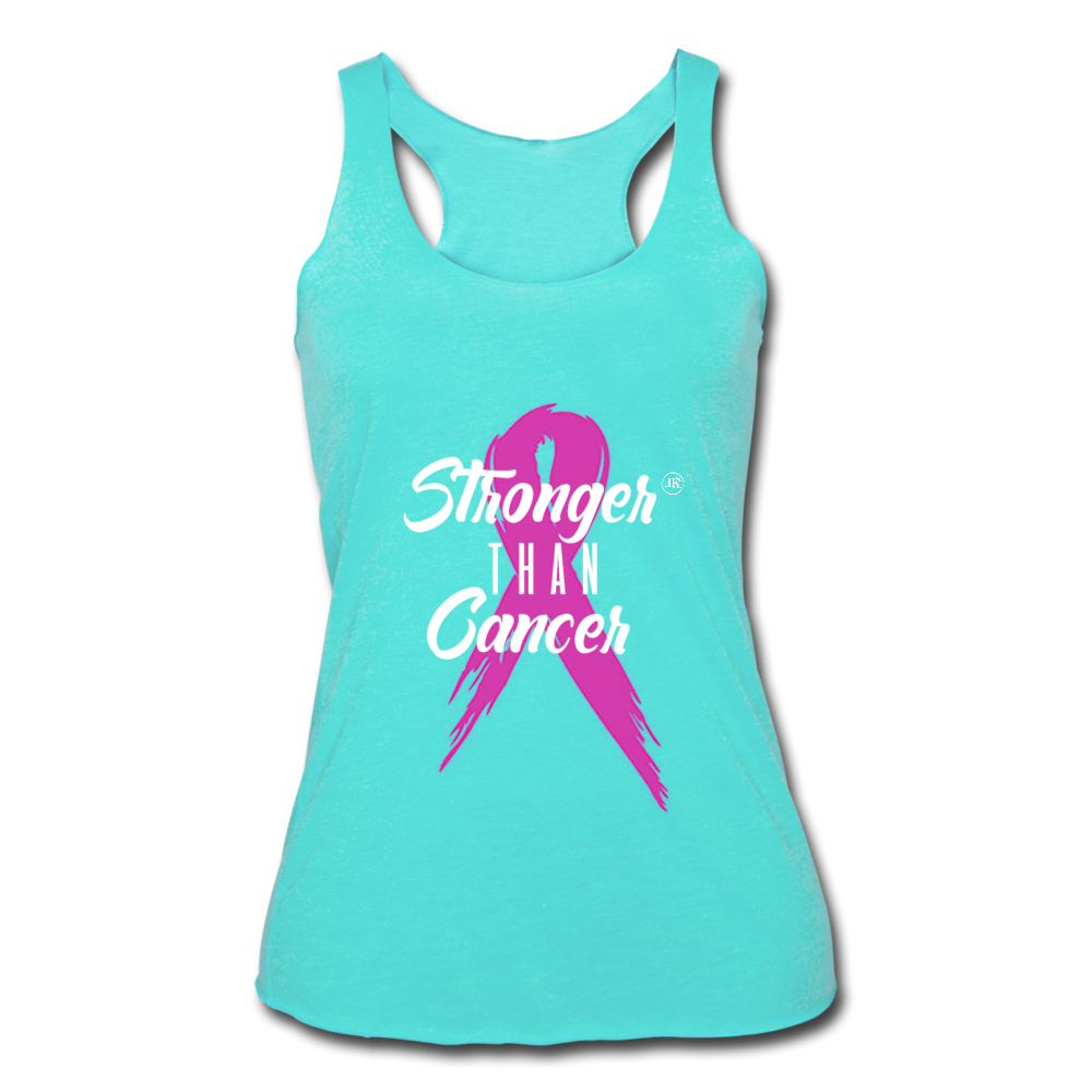Stronger Than Cancer Women's Athletic Tank Top turquoise White - Loyalty Vibes