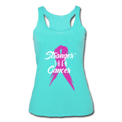 Stronger Than Cancer Women's Athletic Tank Top turquoise White - Loyalty Vibes