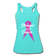 Stronger Than Cancer Women's Athletic Tank Top turquoise White - Loyalty Vibes