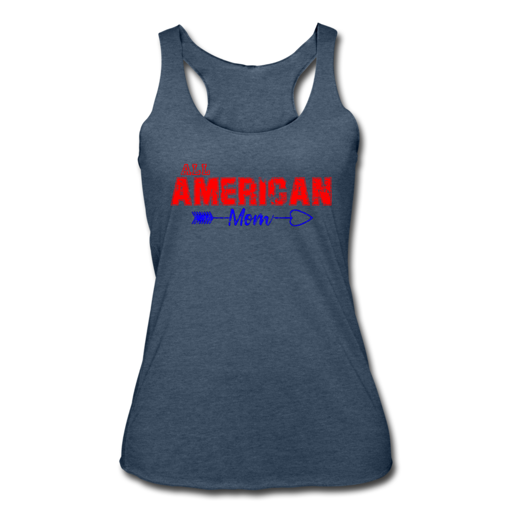 All American Mom Women's Athletic Tank Top - heather navy - Loyalty Vibes