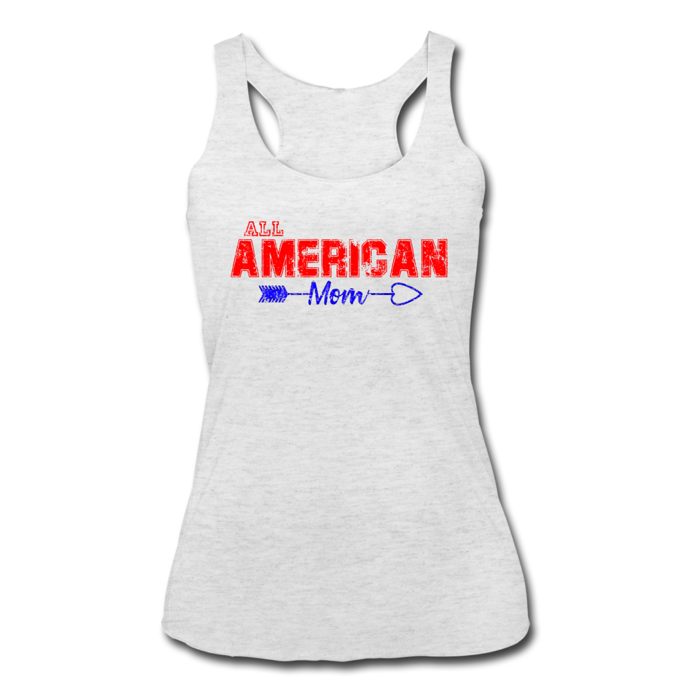 All American Mom Women's Athletic Tank Top - heather white - Loyalty Vibes