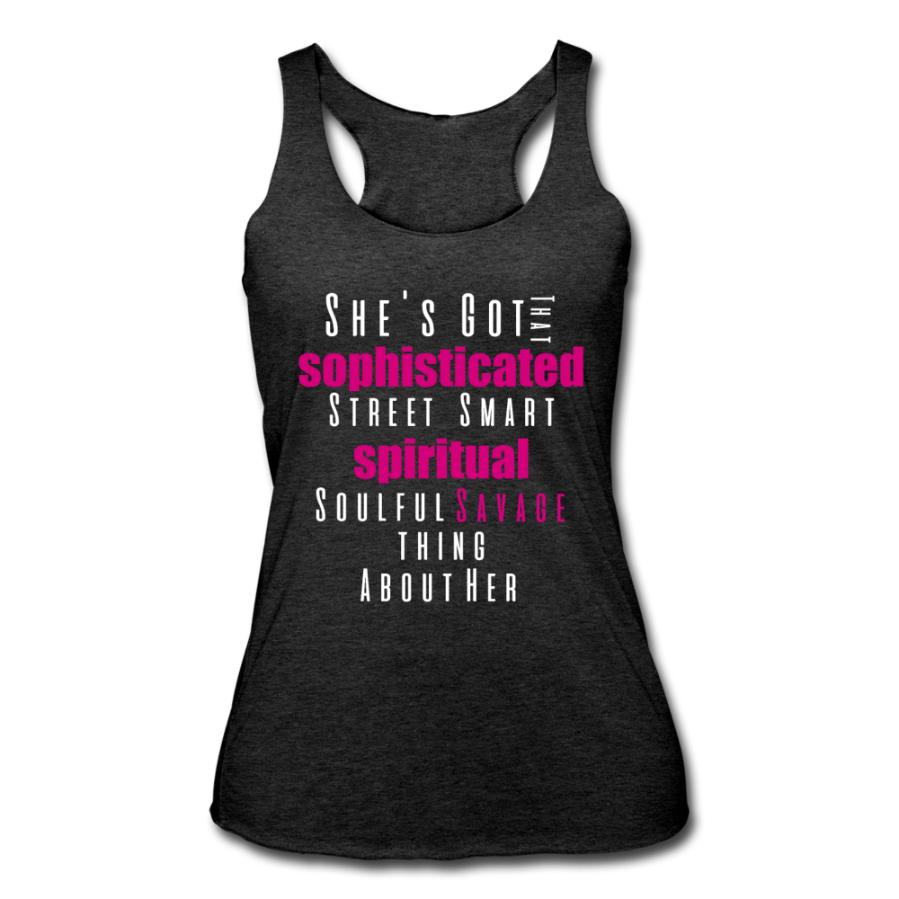 Sophisticated Savage Women’s Tri-Blend Tank Top heather black - Loyalty Vibes