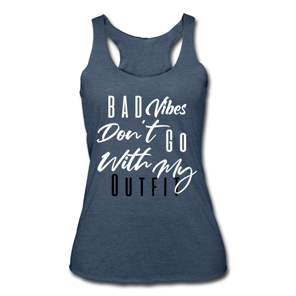 Bad Vibes Women's Tri-Blend Tank Top heather navy White - Loyalty Vibes