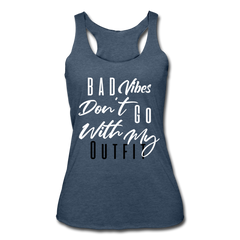 Bad Vibes Women's Tri-Blend Tank Top heather navy White - Loyalty Vibes