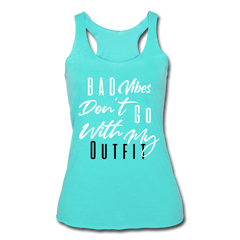 Bad Vibes Women's Tri-Blend Tank Top turquoise White - Loyalty Vibes