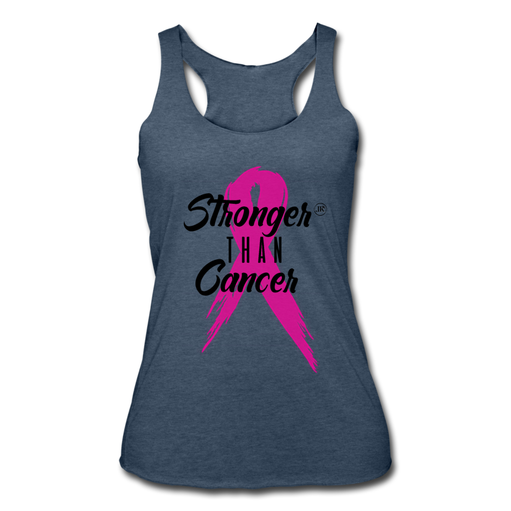 Stronger Than Cancer Women's Athletic Tank Top heather navy Black - Loyalty Vibes