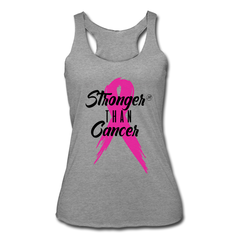 Stronger Than Cancer Women's Athletic Tank Top heather gray Black - Loyalty Vibes