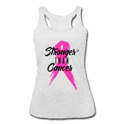 Stronger Than Cancer Women's Athletic Tank Top heather white Black - Loyalty Vibes