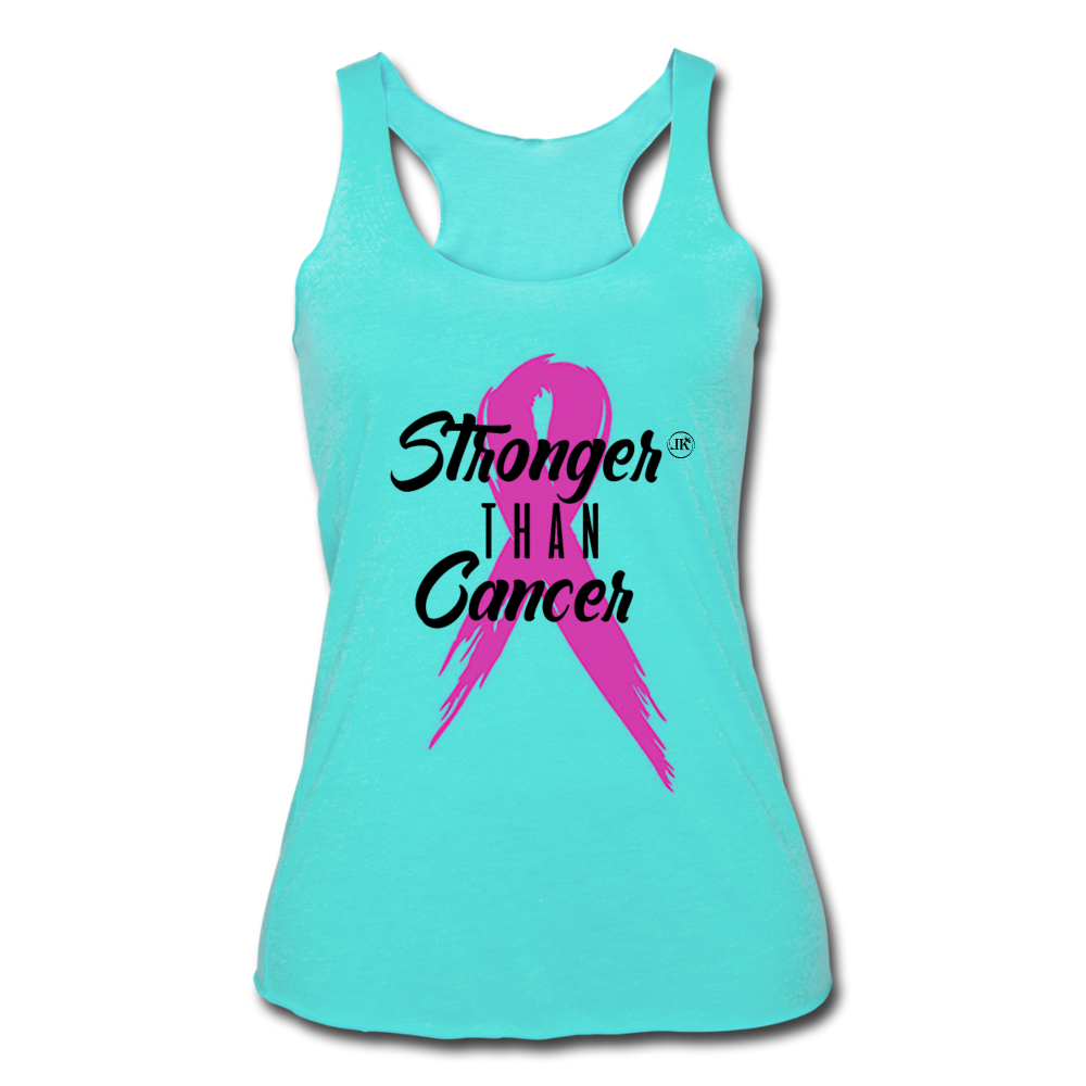 Stronger Than Cancer Women's Athletic Tank Top turquoise Black - Loyalty Vibes