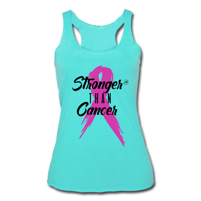 Stronger Than Cancer Women's Athletic Tank Top turquoise Black - Loyalty Vibes