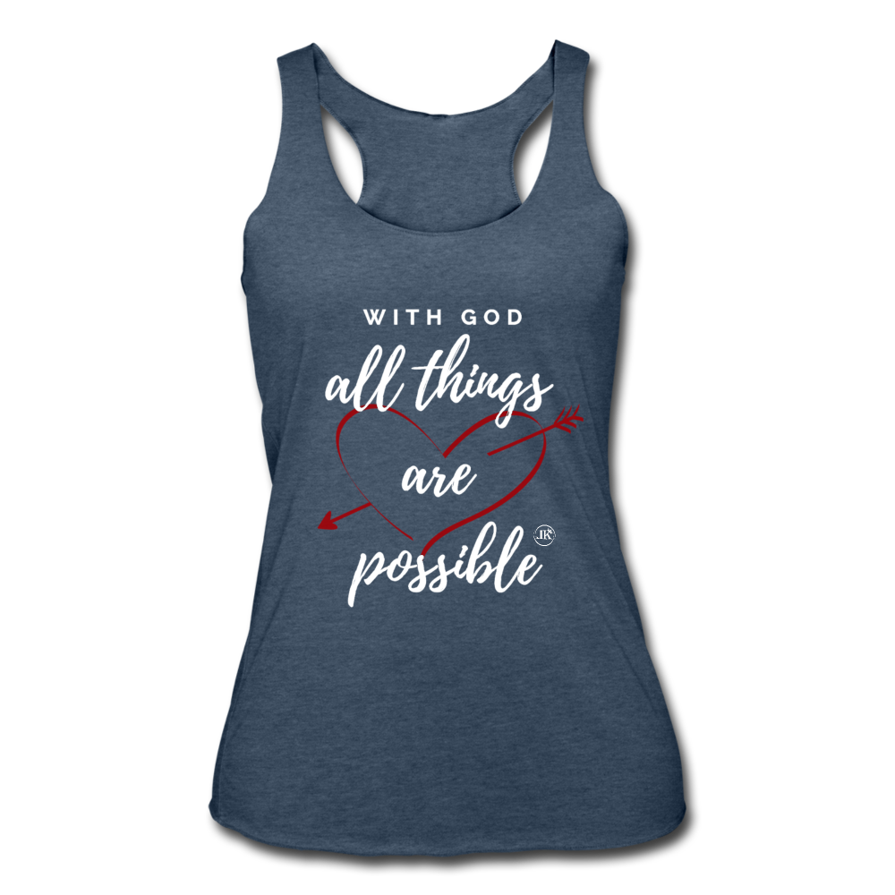 With God All Things Are Possible Tank Top - heather navy - Loyalty Vibes