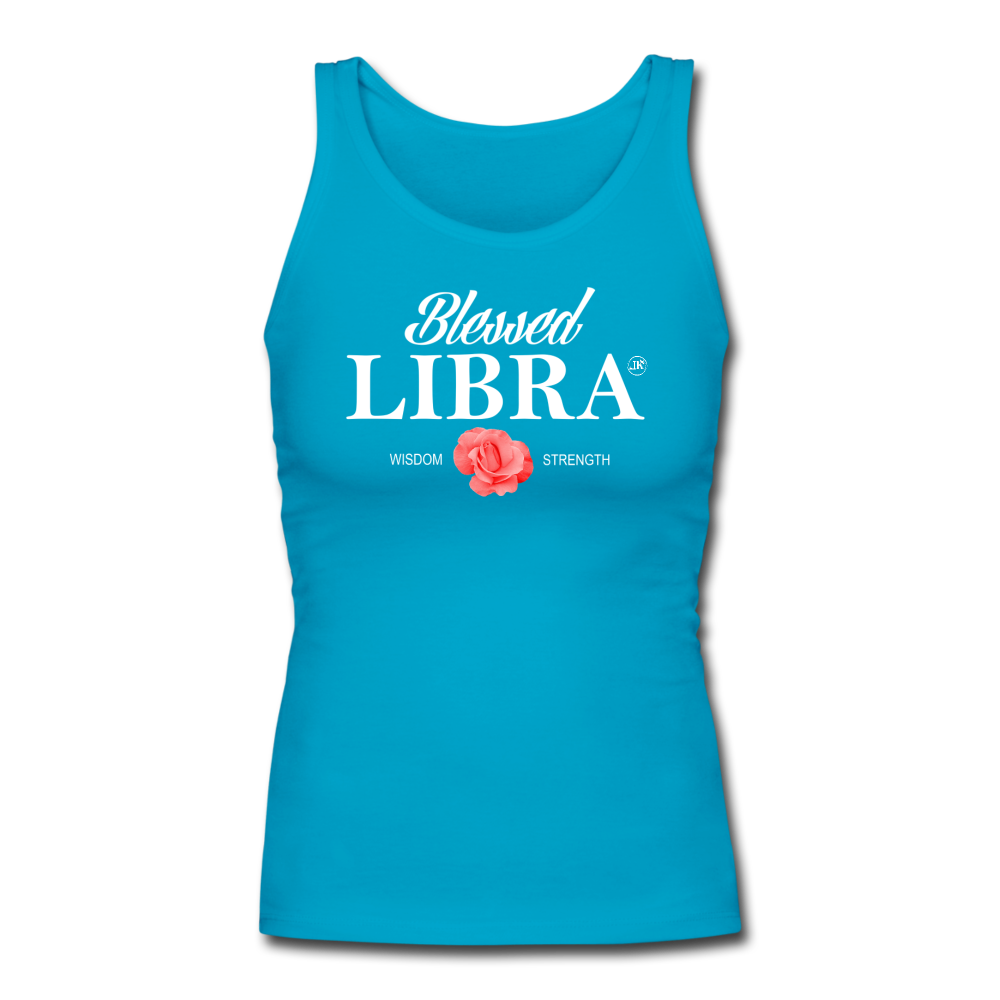 Blessed Libra Women's Fitted Tank Top blue - Loyalty Vibes