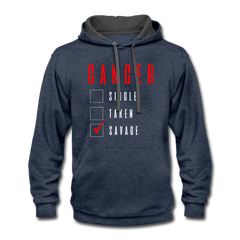 Savage Cancer Hoodie indigo heather/asphalt - Loyalty Vibes