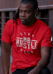 Stay Humble Hustle Hard T-Shirt Red/White - Loyalty Vibes