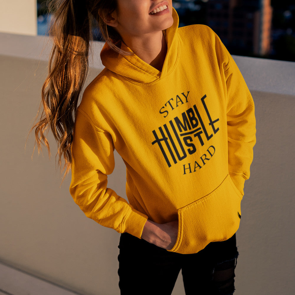 Stay Humble Hustle Hard Women's Hoodie Gold - Loyalty Vibes