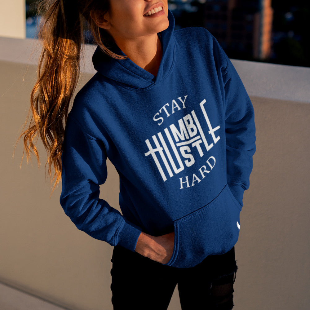 Stay Humble Hustle Hard Women's Hoodie - Navy Blue - Loyalty Vibes