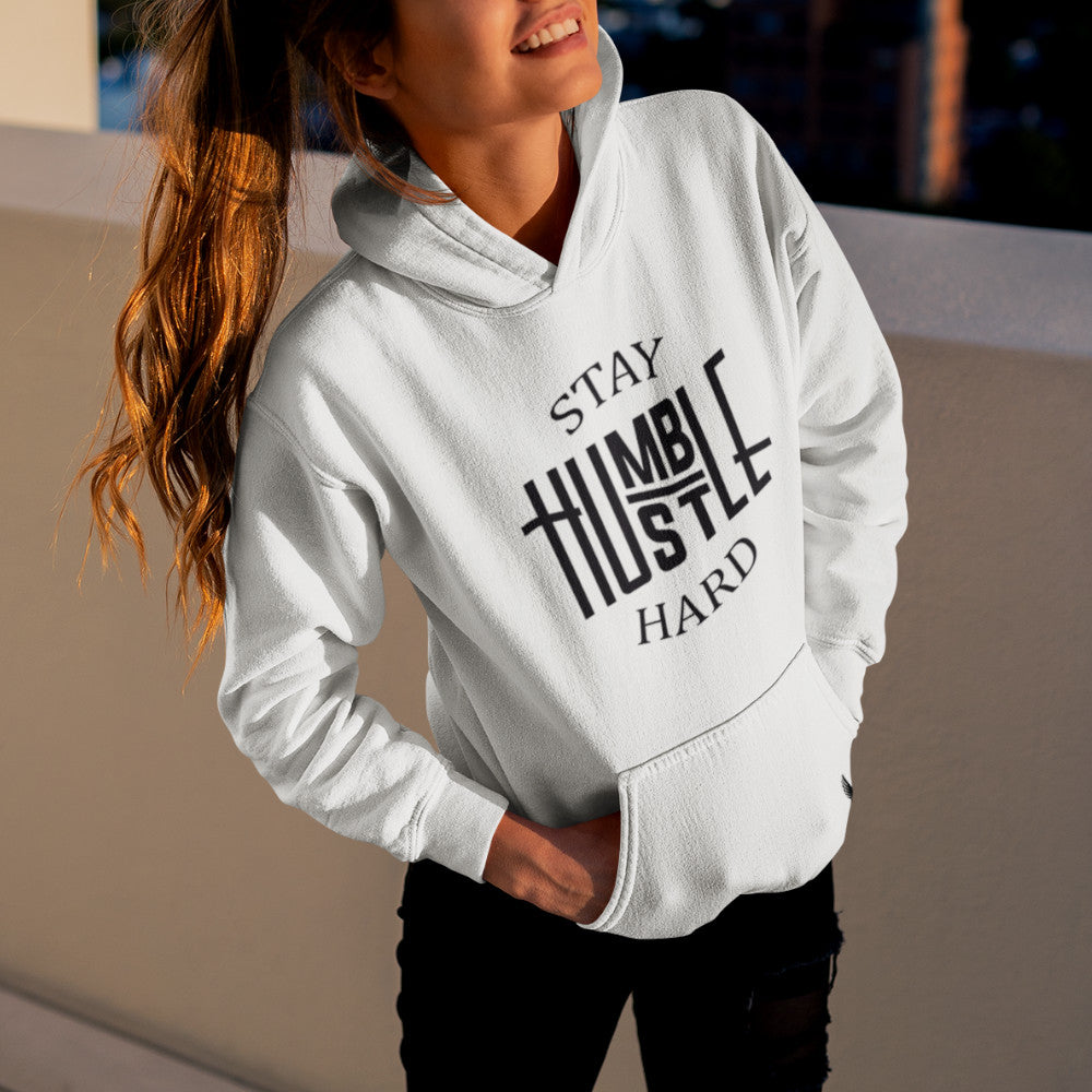 Stay Humble Hustle Hard Women's Hoodie White - Loyalty Vibes
