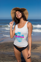 Women's Relax Fit Racerback Tank Solid White - Loyalty Vibes