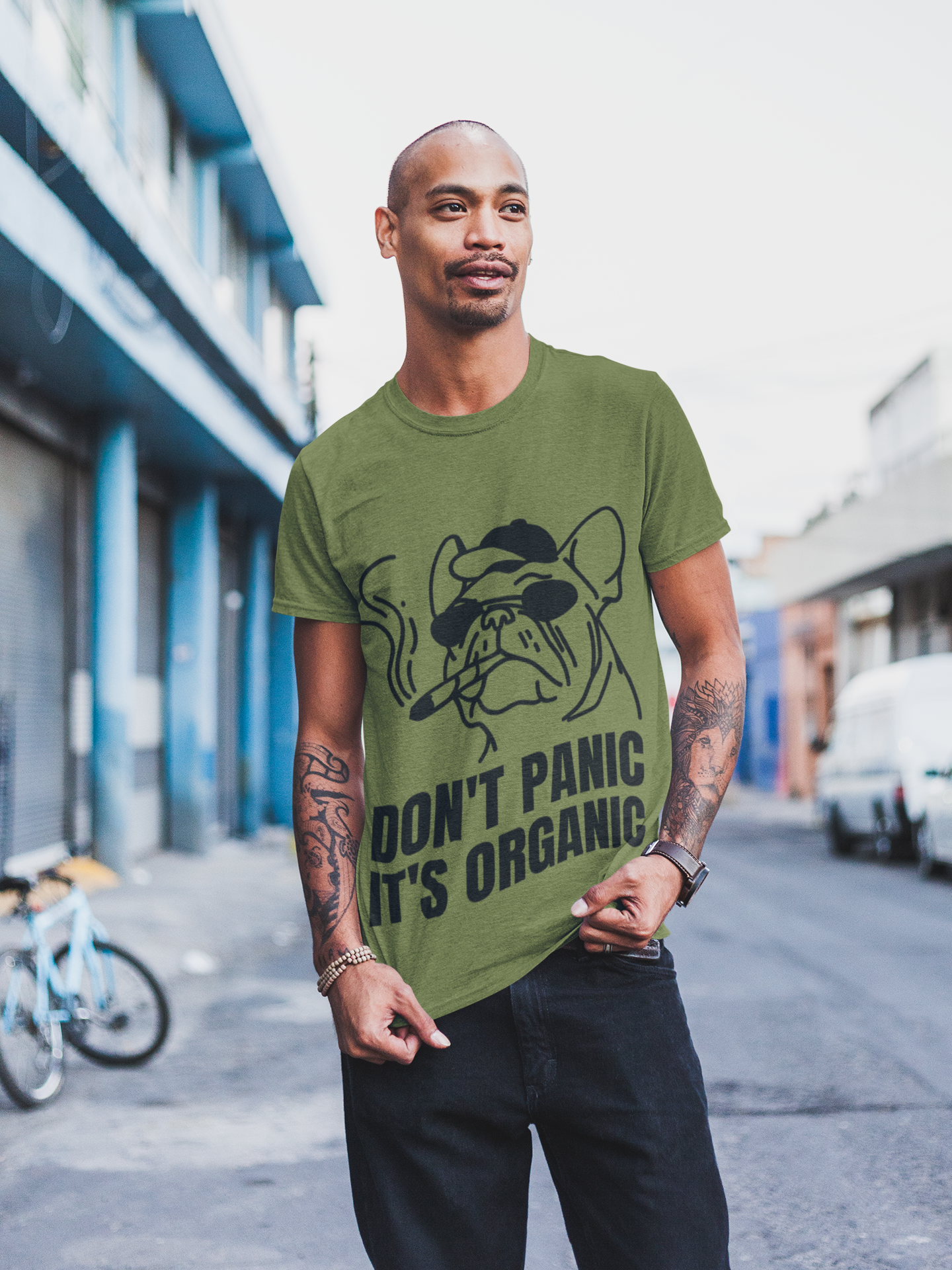 Don't Panic It's Organic Cannabis T-Shirt Moss - Loyalty Vibes