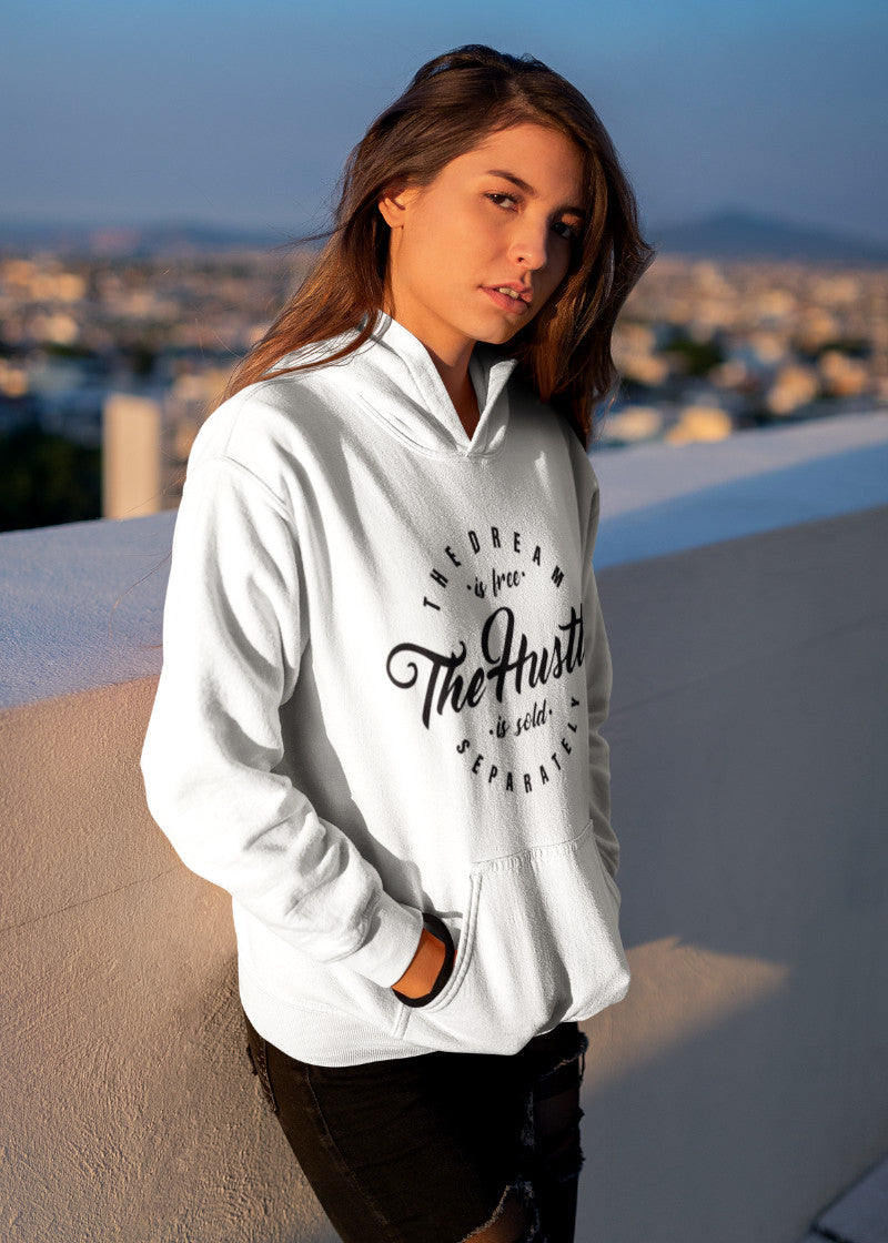 The Hustle Hoodie White - Loyalty Vibes