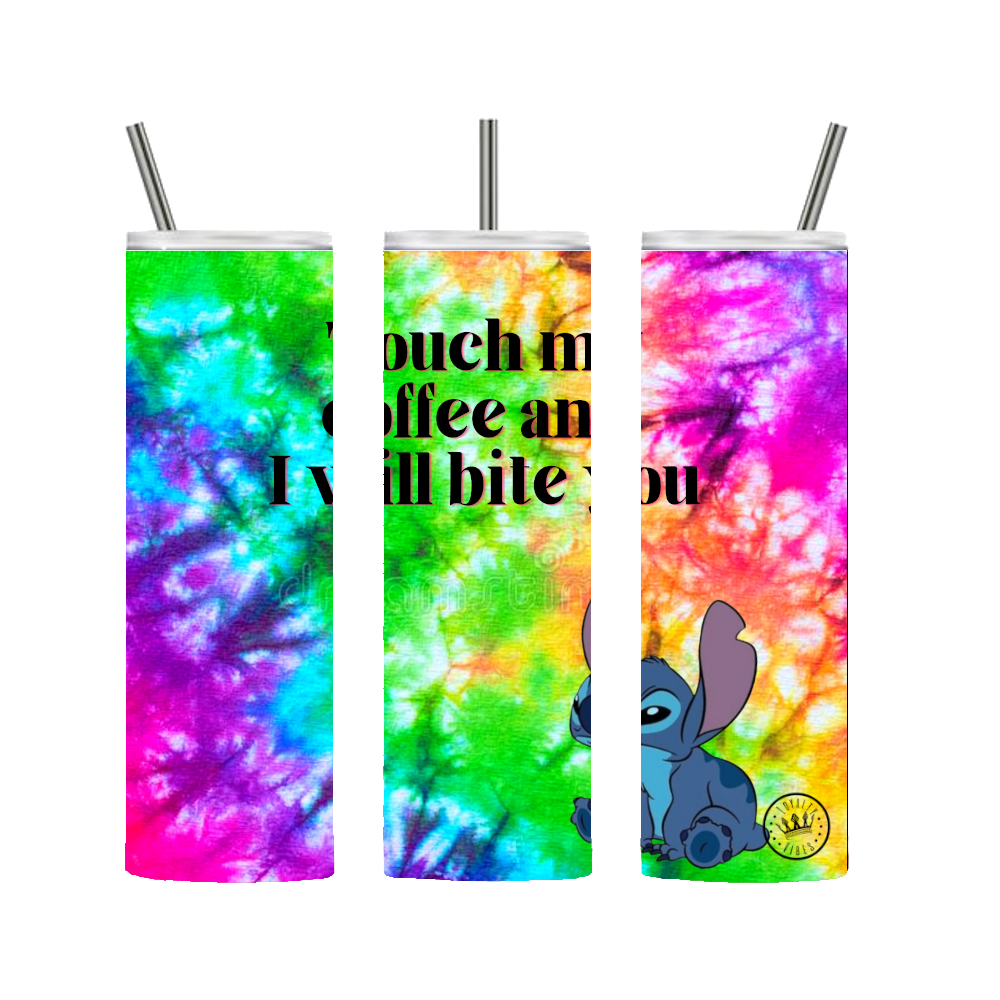 20 Oz. Stainless Steel Tumbler Feisty Touch My Coffee Travel Mug Tie Dye 20 oz. - Loyalty Vibes