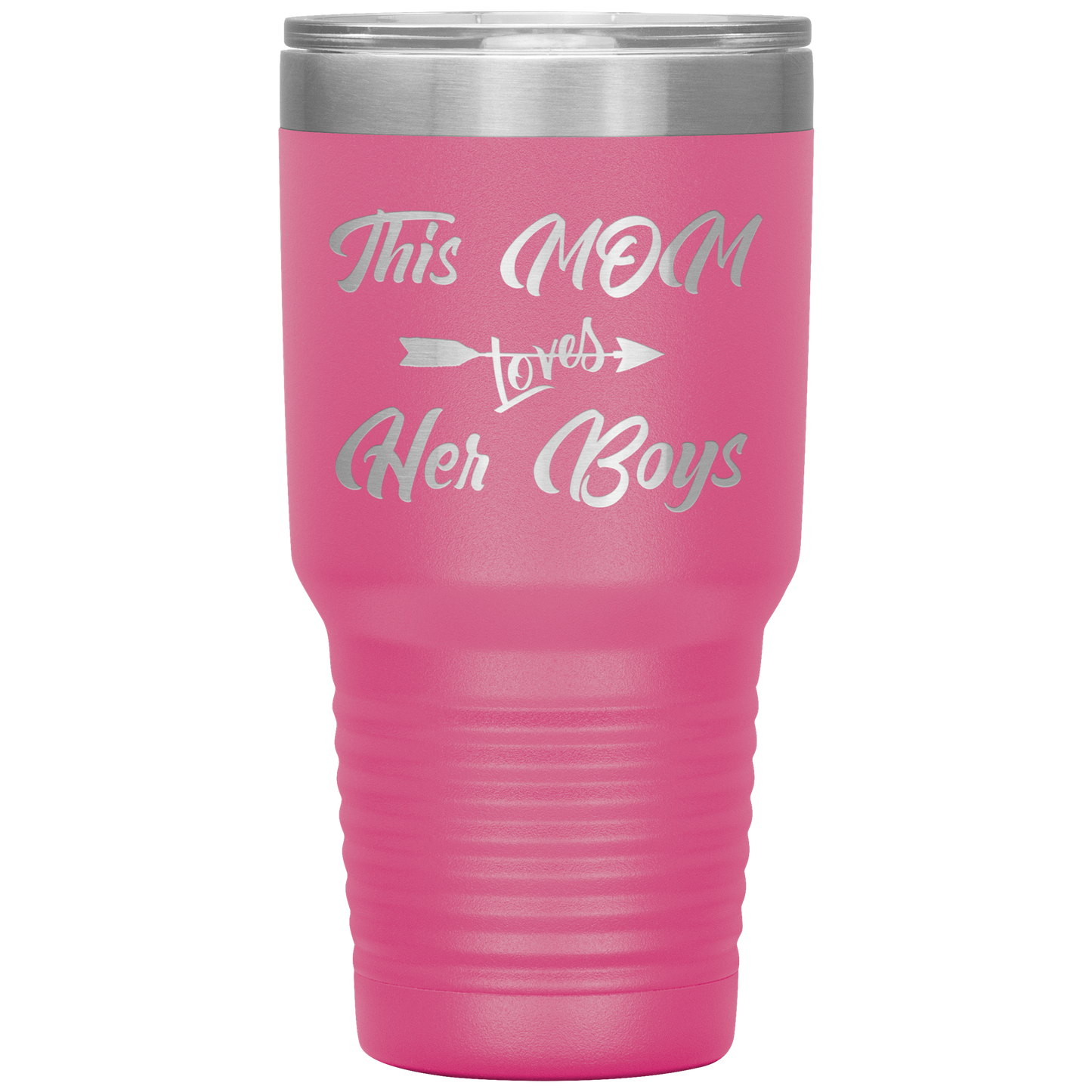 This Mom Loves Her Boys Tumbler Pink