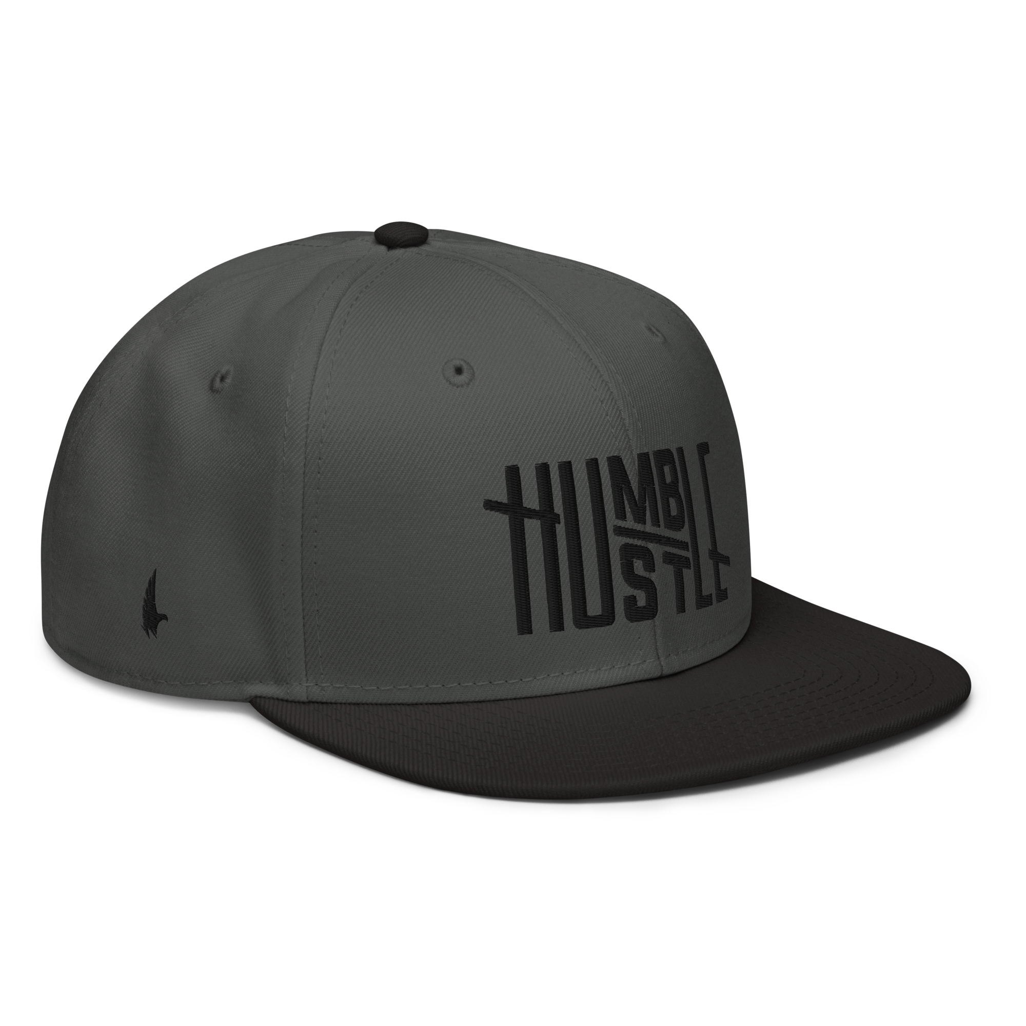 Humble Hustle Snapback Hat - Charcoal Gray/Black/Black OS - Loyalty Vibes