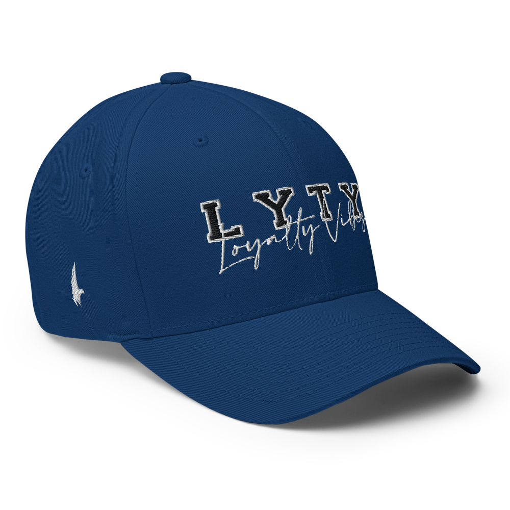 Loyalty Vibes Varsity Fitted Hat Blue White Loyalty Vibes