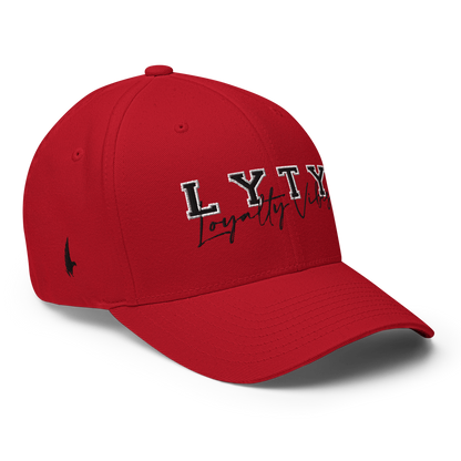Loyalty Vibes Varsity Fitted Hat Red Black Loyalty Vibes