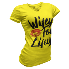 Wifey For Lifey V-Neck Tee Yellow - Loyalty Vibes