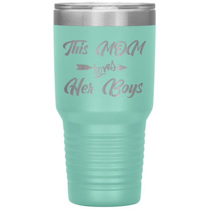 This Mom Loves Her Boys Tumbler Teal