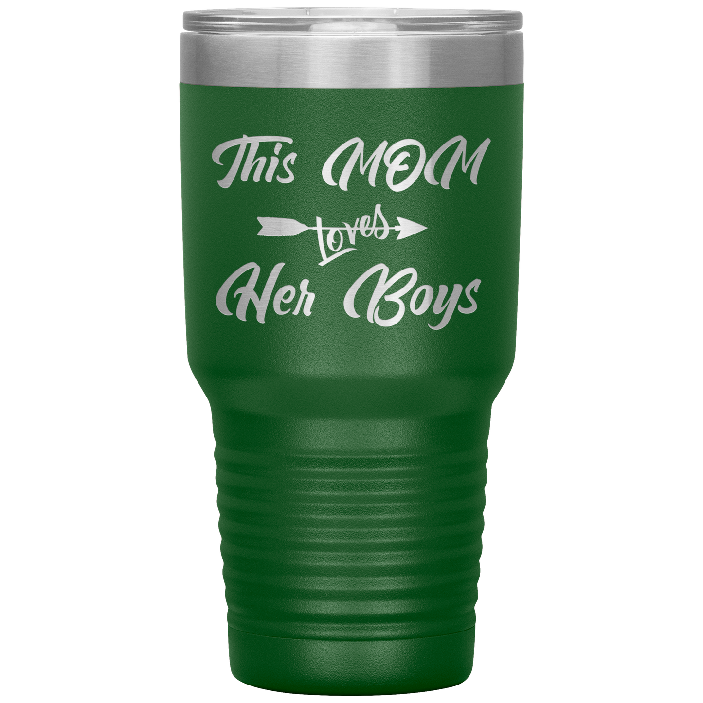 This Mom Loves Her Boys Tumbler Green