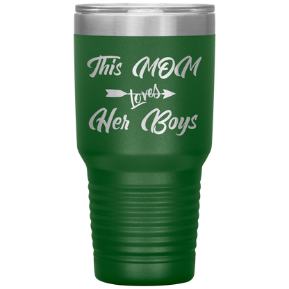 This Mom Loves Her Boys Tumbler Green